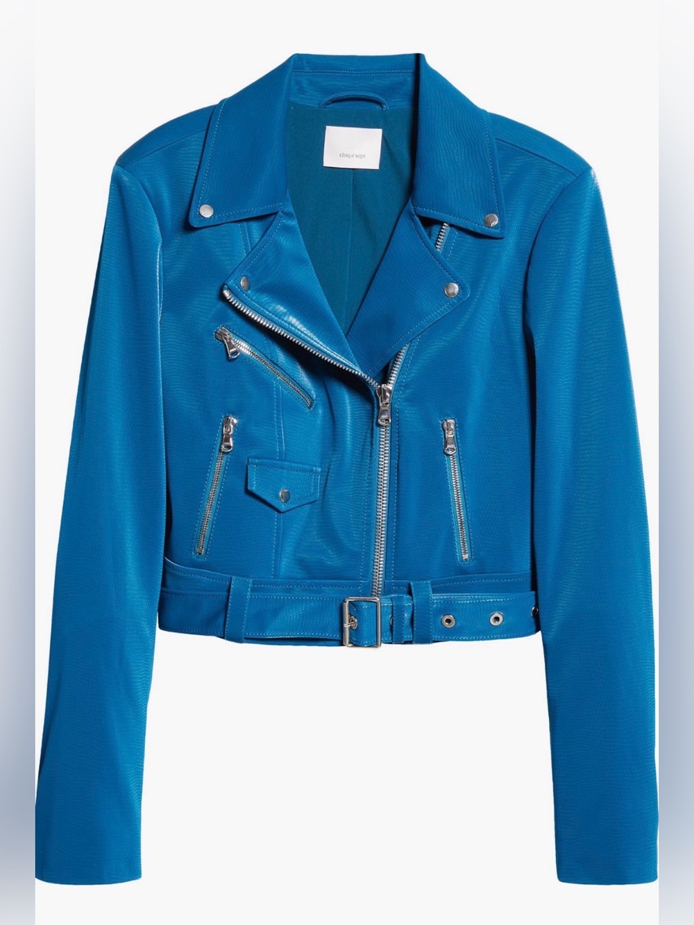 Cinq à Sept . Blue Embossed Moto Jacket . Sz.XS . NWT 🧿